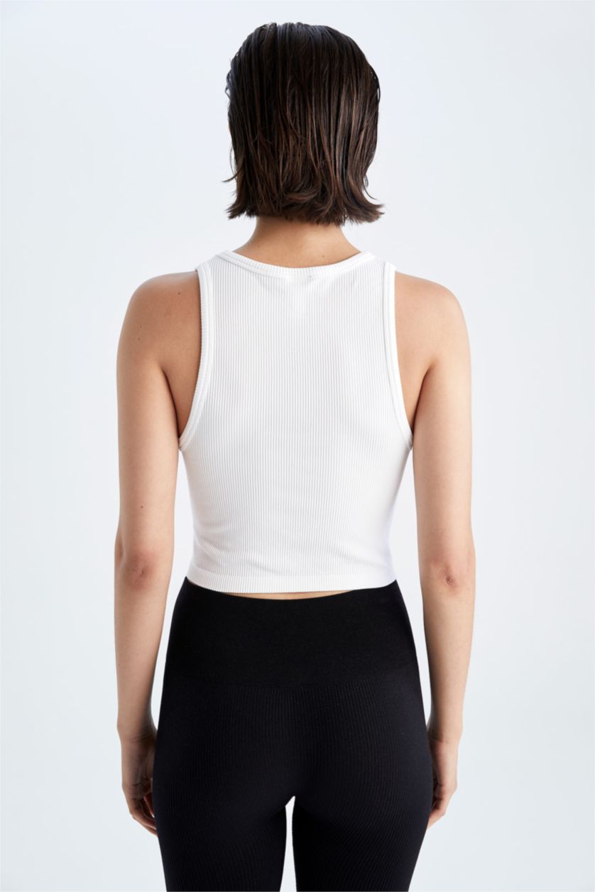 WOMAN White Defacto Fit Halter Neck Seamless Singlet