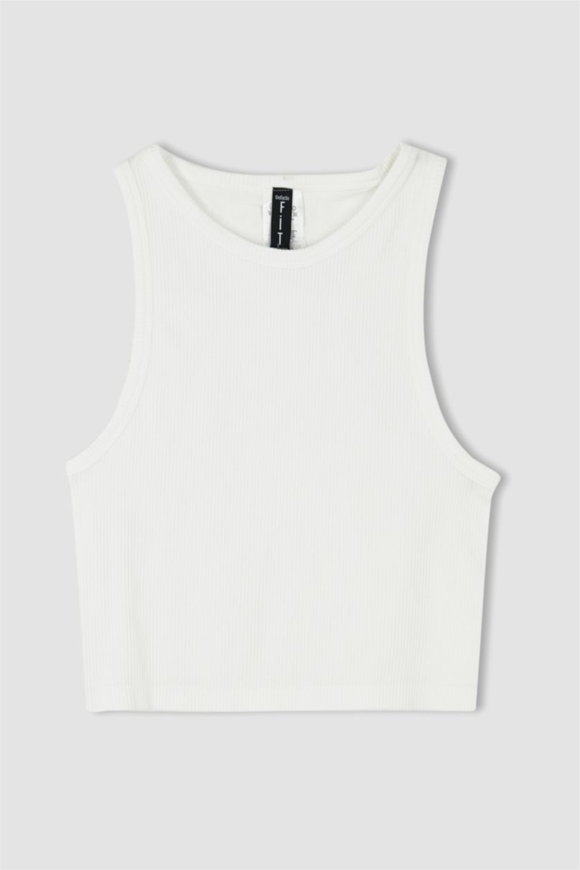 WOMAN White Defacto Fit Halter Neck Seamless Singlet