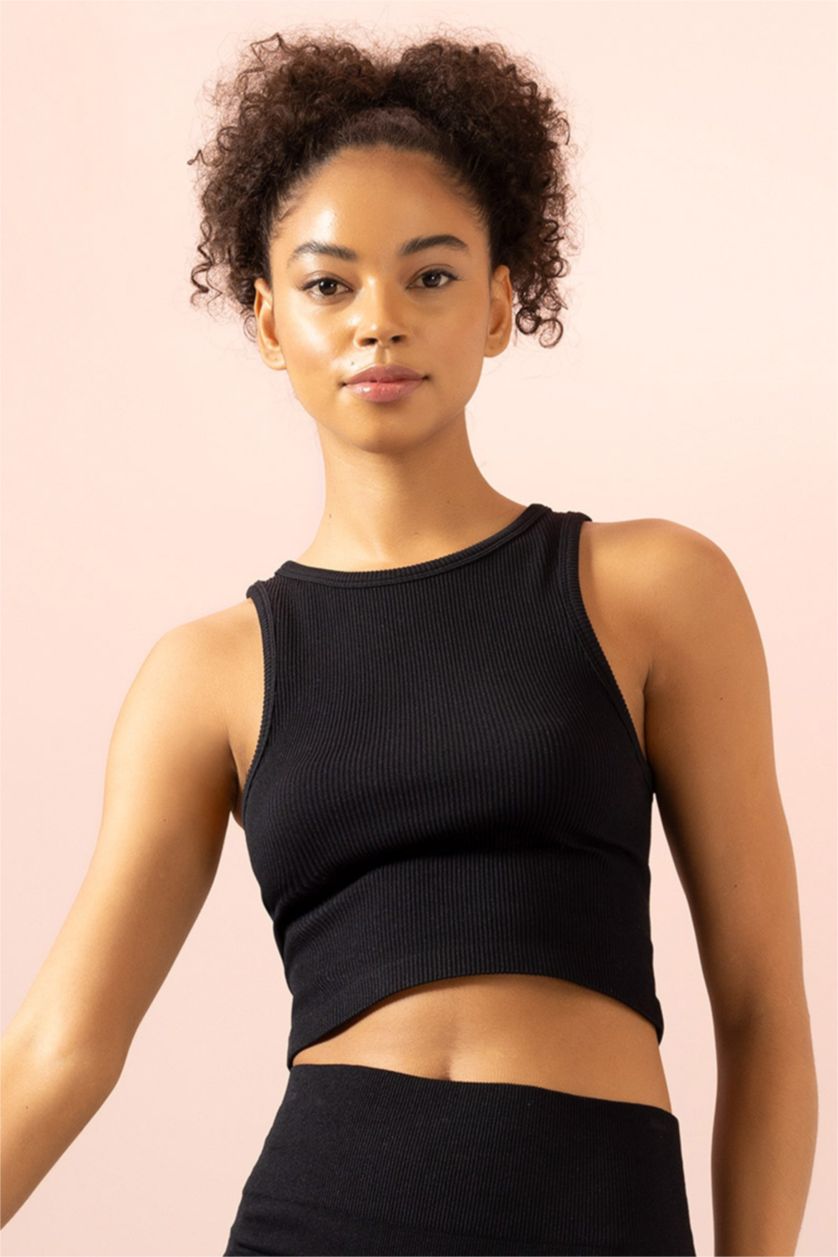 WOMAN Black Defacto Fit Halter Neck Seamless Singlet