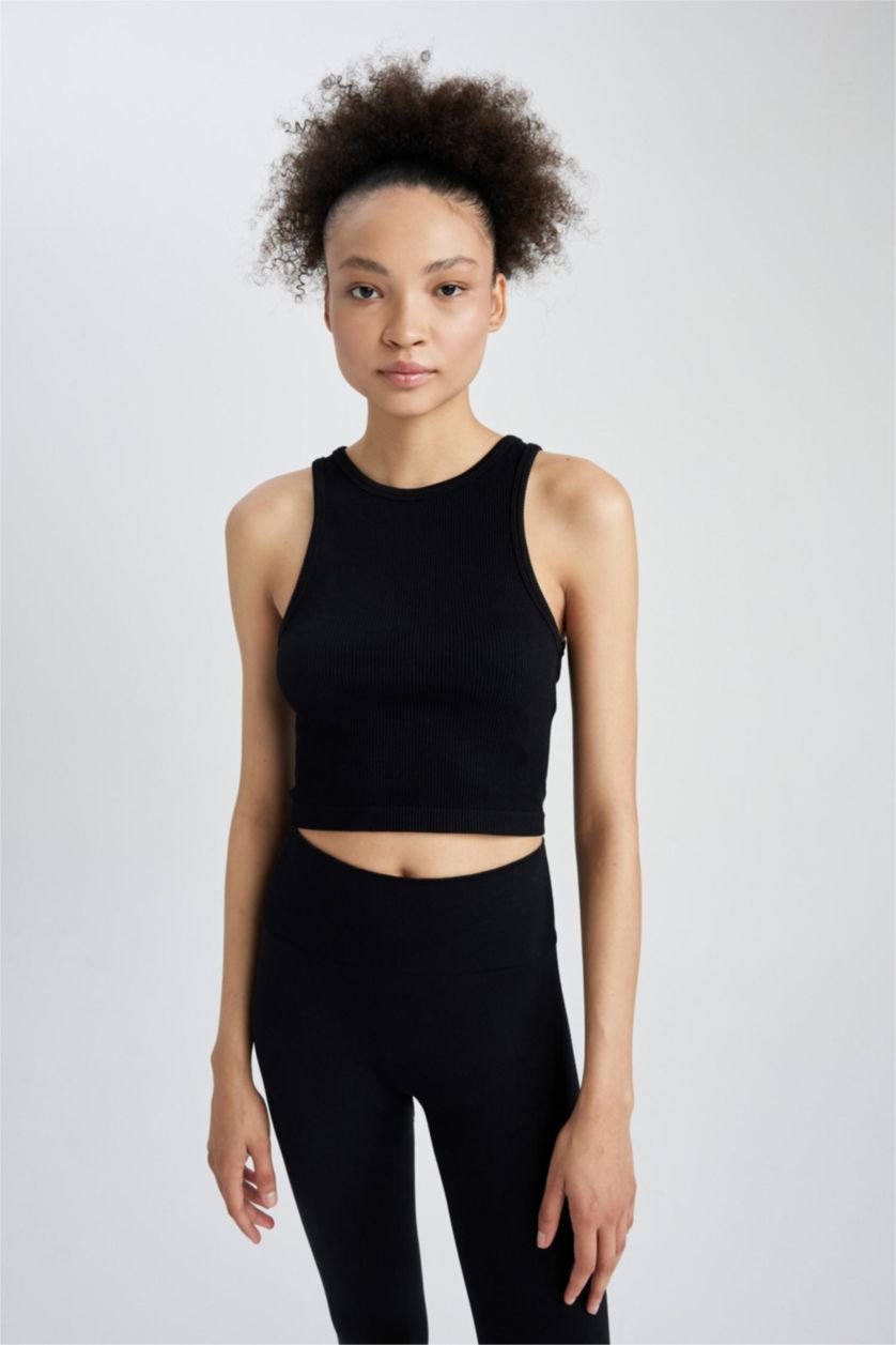 WOMAN Black Defacto Fit Halter Neck Seamless Singlet