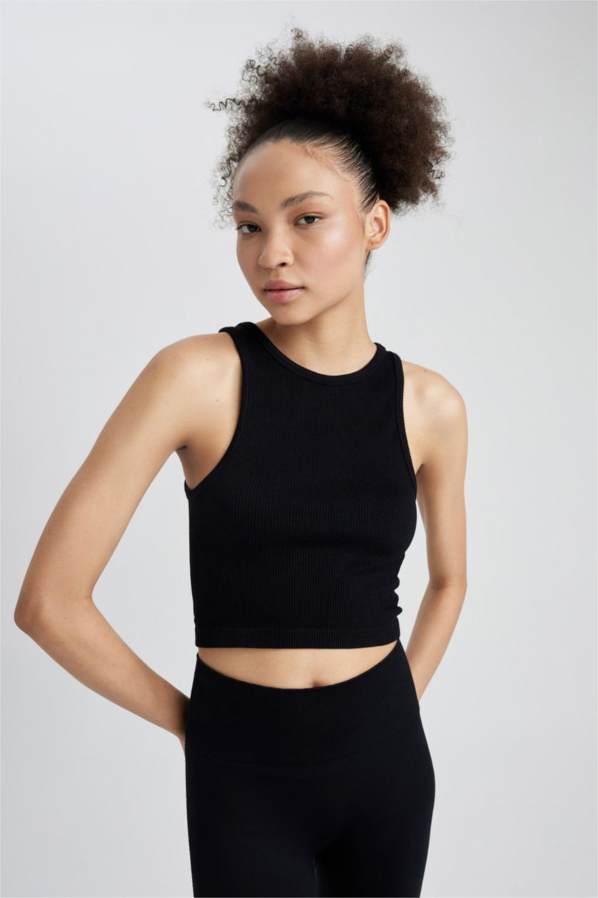 WOMAN Black Defacto Fit Halter Neck Seamless Singlet