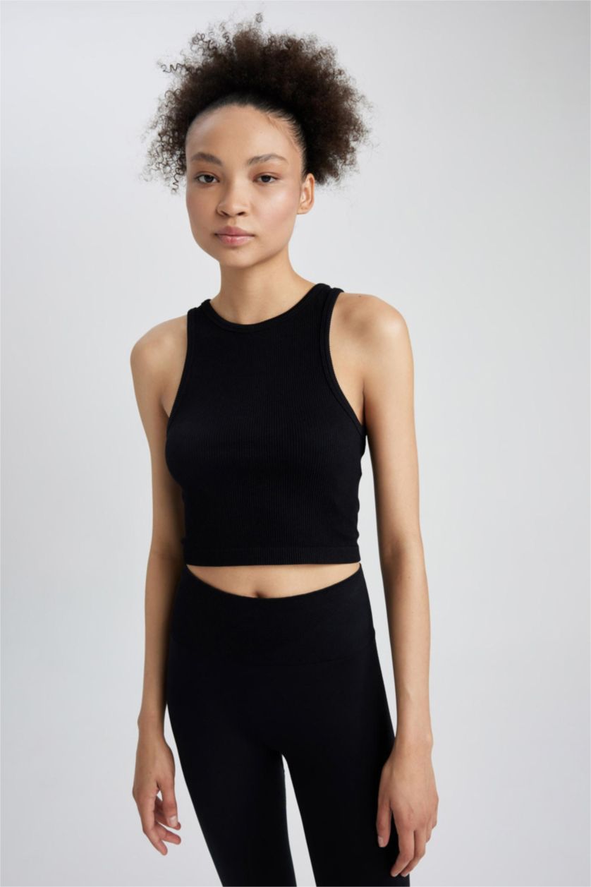 WOMAN Black Defacto Fit Halter Neck Seamless Singlet