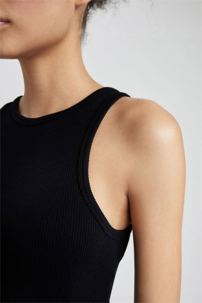 WOMAN Black Defacto Fit Halter Neck Seamless Singlet