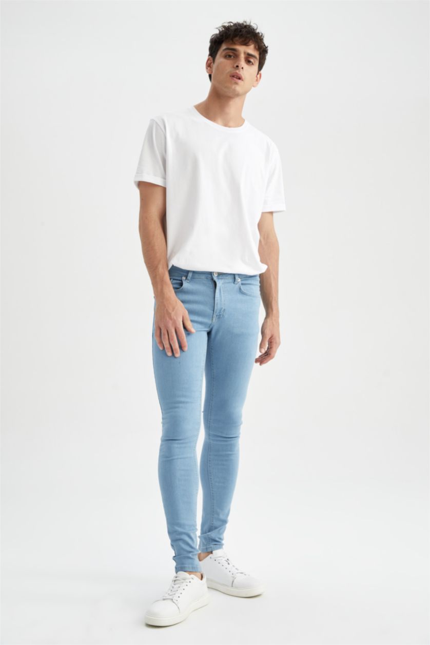 MAN Light Blue Super Skinny Extra Tight Fit Normal Waist  Jeans
