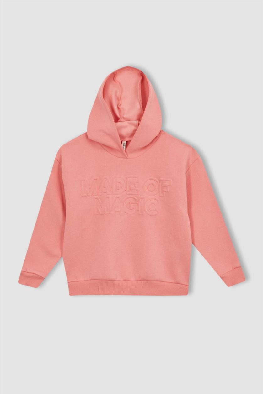 بناتي زهري سويت شيرت بناتي مخمل قصة مريحة بكابيشون