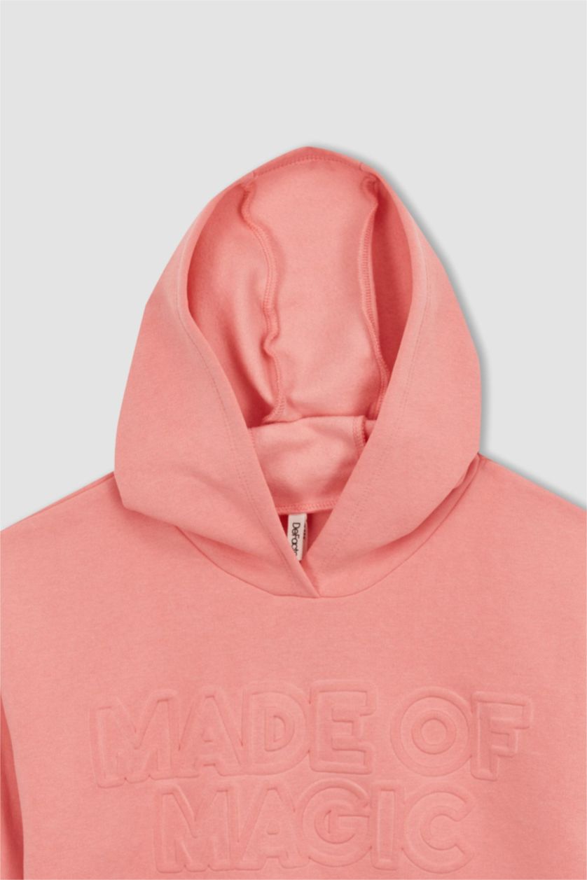 بناتي زهري سويت شيرت بناتي مخمل قصة مريحة بكابيشون