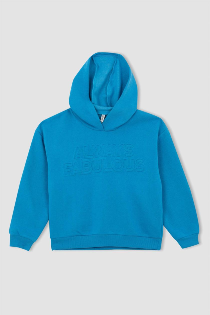 Дівчачий Бірюзовий Світшот стандартного крою з товстої тканини для дівчаток