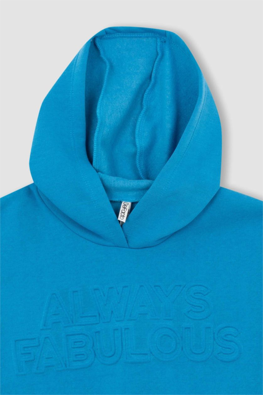 Дівчачий Бірюзовий Світшот стандартного крою з товстої тканини для дівчаток