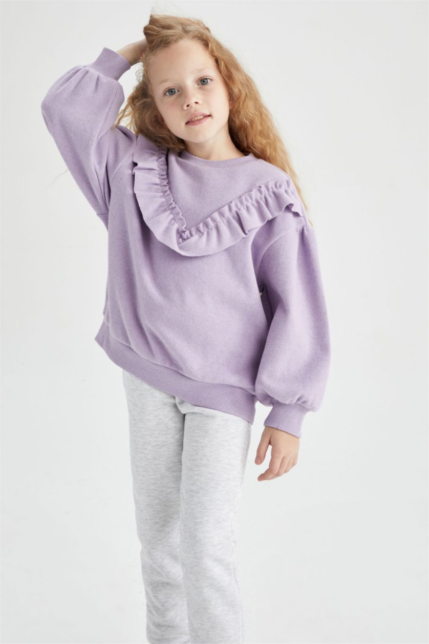 GIRLS & TEENS Purple Relax Fit Crew Neck Sweatshirt