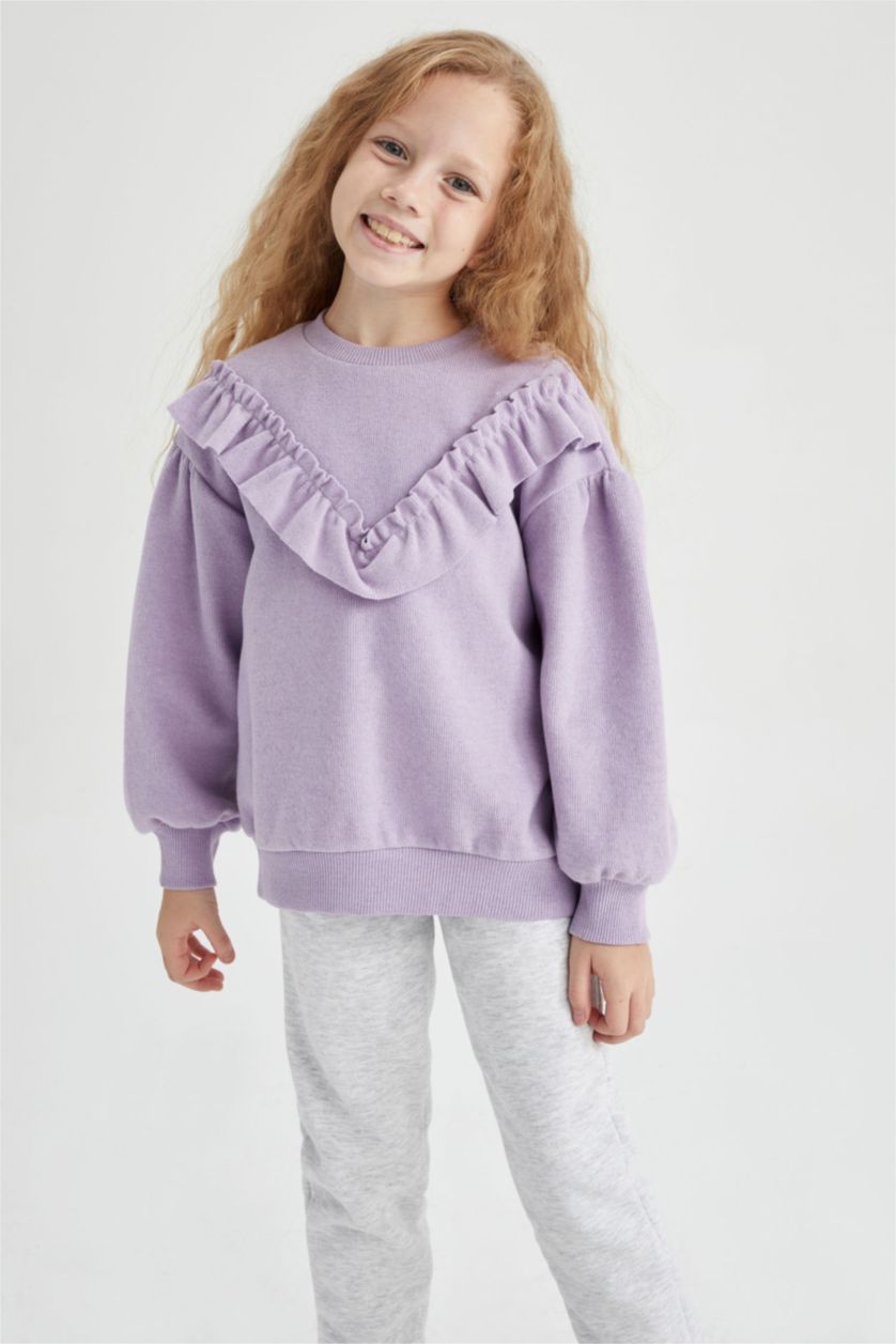 GIRLS & TEENS Purple Relax Fit Crew Neck Sweatshirt