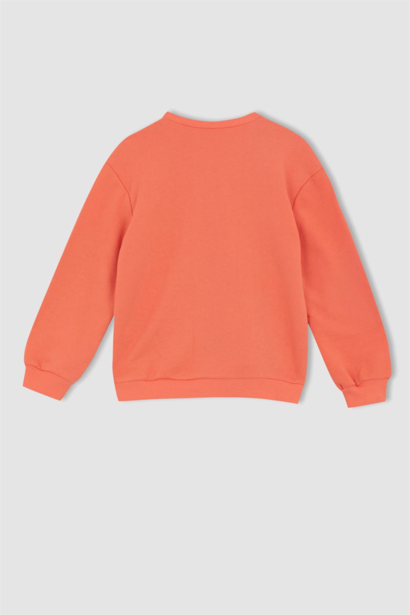 Дівчачий Світло-кораловий Світшот стандартного крою з товстої тканини для дівчаток