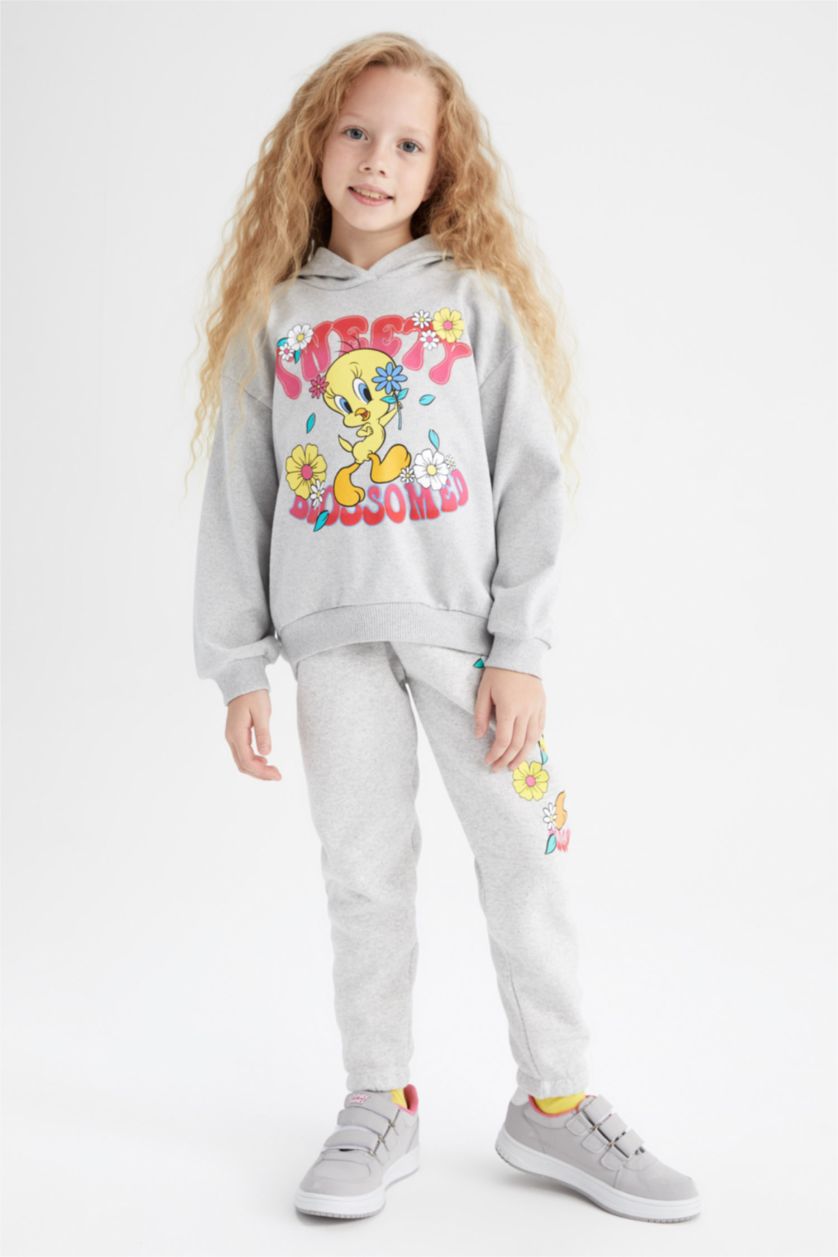 Дівчачий Сірий меланж Світшот свободного крою Looney Tunes для дівчаток