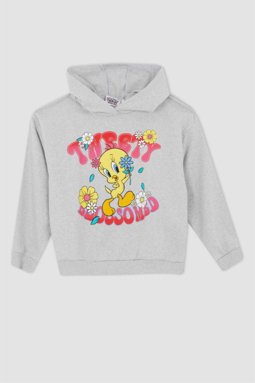 Дівчачий Сірий меланж Світшот свободного крою Looney Tunes для дівчаток