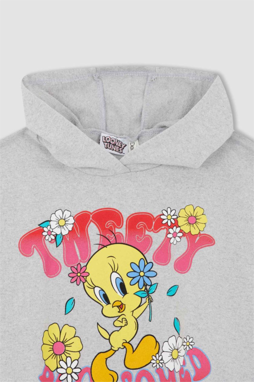 Дівчачий Сірий меланж Світшот свободного крою Looney Tunes для дівчаток