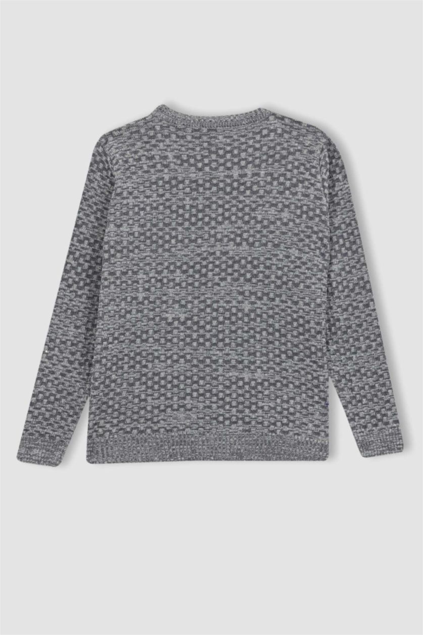 Мальчики и подростки Светло-серый меланж Свитер с круглым вырезом для мальчиков