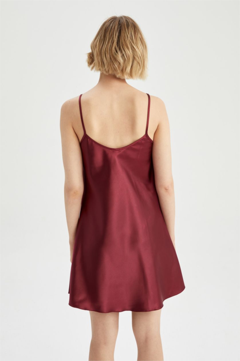 WOMAN Bordeaux Regular Fit V-Neck Woven Dress