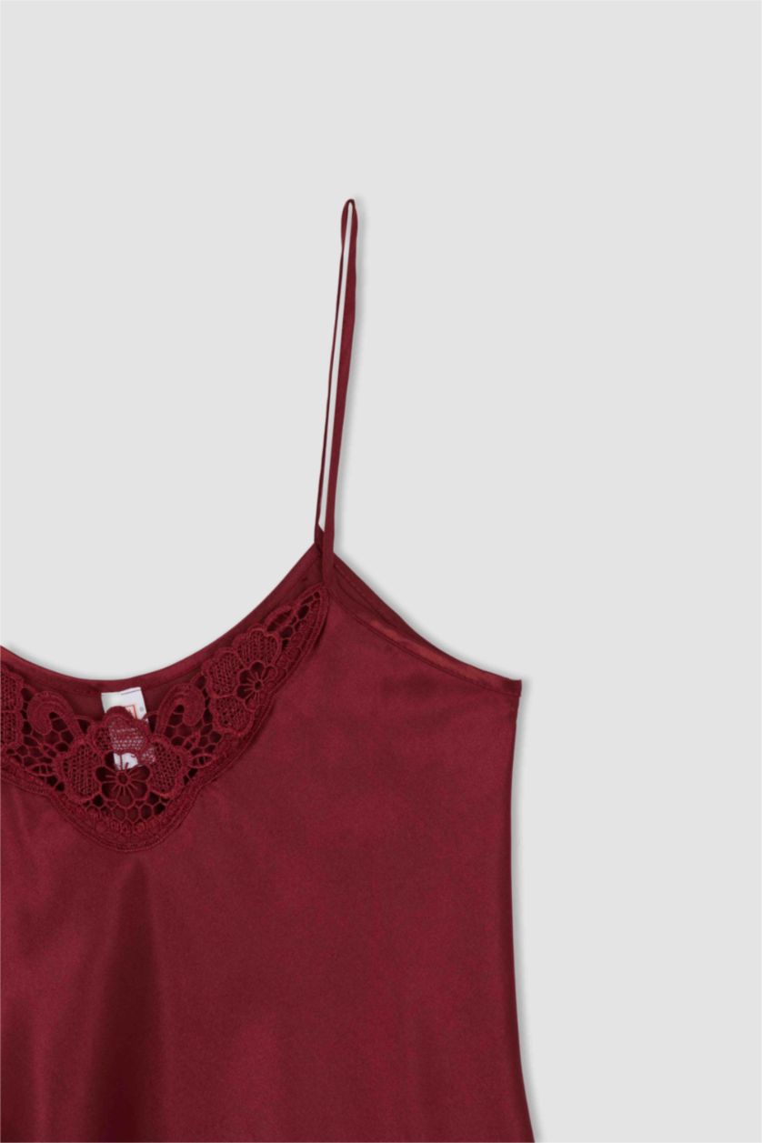 WOMAN Bordeaux Regular Fit V-Neck Woven Dress