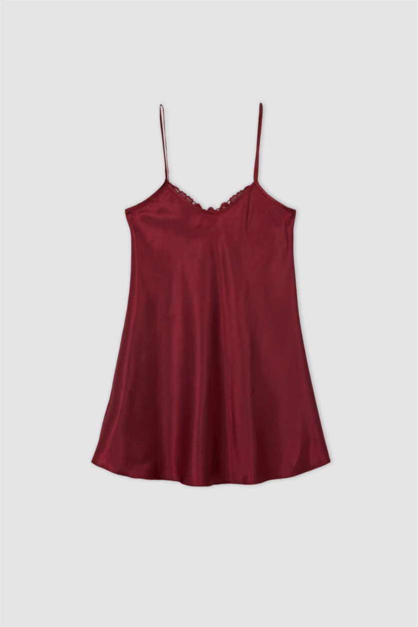 WOMAN Bordeaux Regular Fit V-Neck Woven Dress