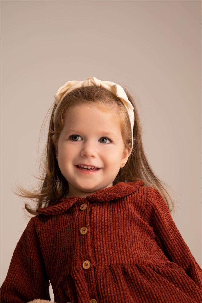 Baby Girl Bordeaux Regular Fit Long Sleeve Woven Dress