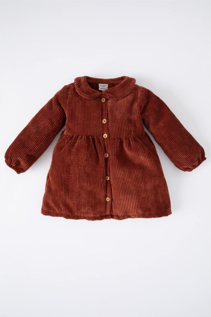 Baby Girl Bordeaux Regular Fit Long Sleeve Woven Dress