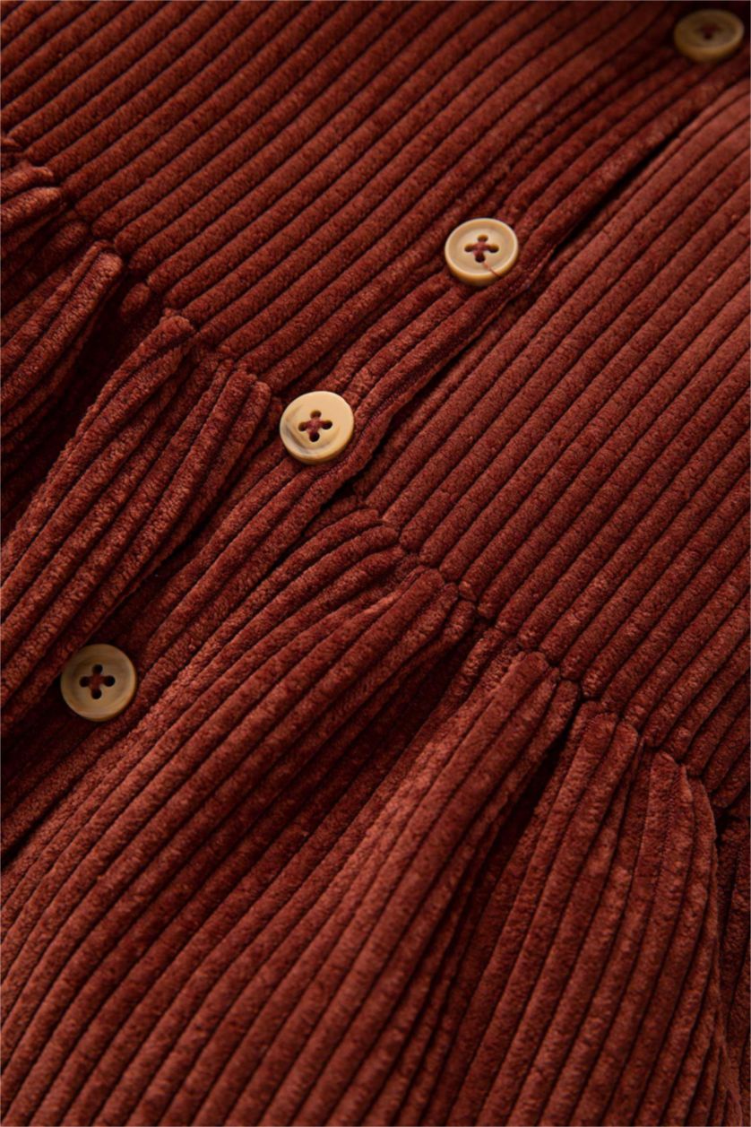 Baby Girl Bordeaux Regular Fit Long Sleeve Woven Dress