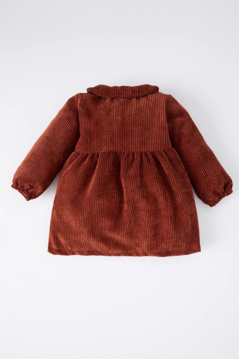 Baby Girl Bordeaux Regular Fit Long Sleeve Woven Dress