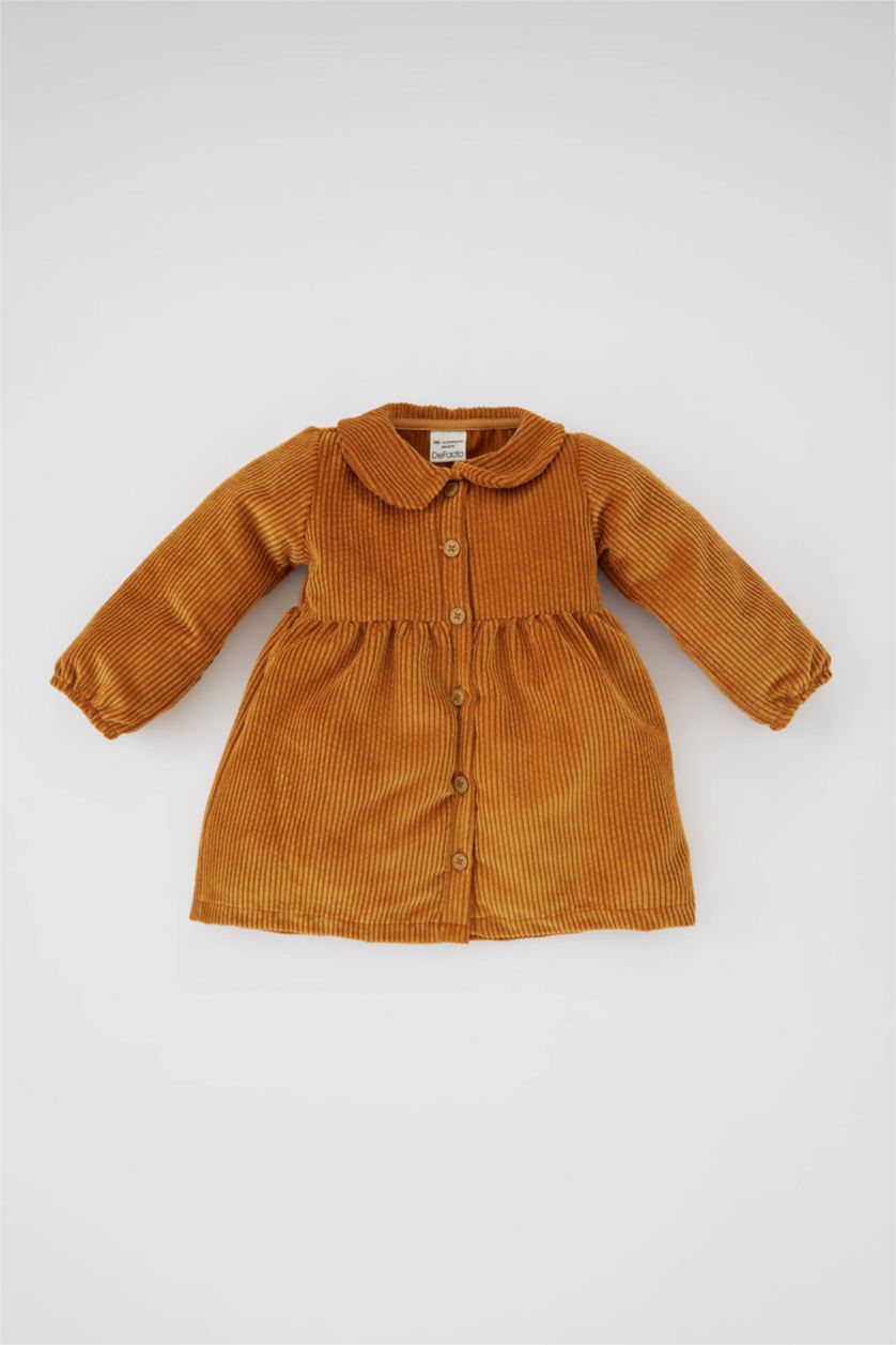 BÉBÉ FILLE Jaune Robe Velours Côtelé Col bébé Manche Longue