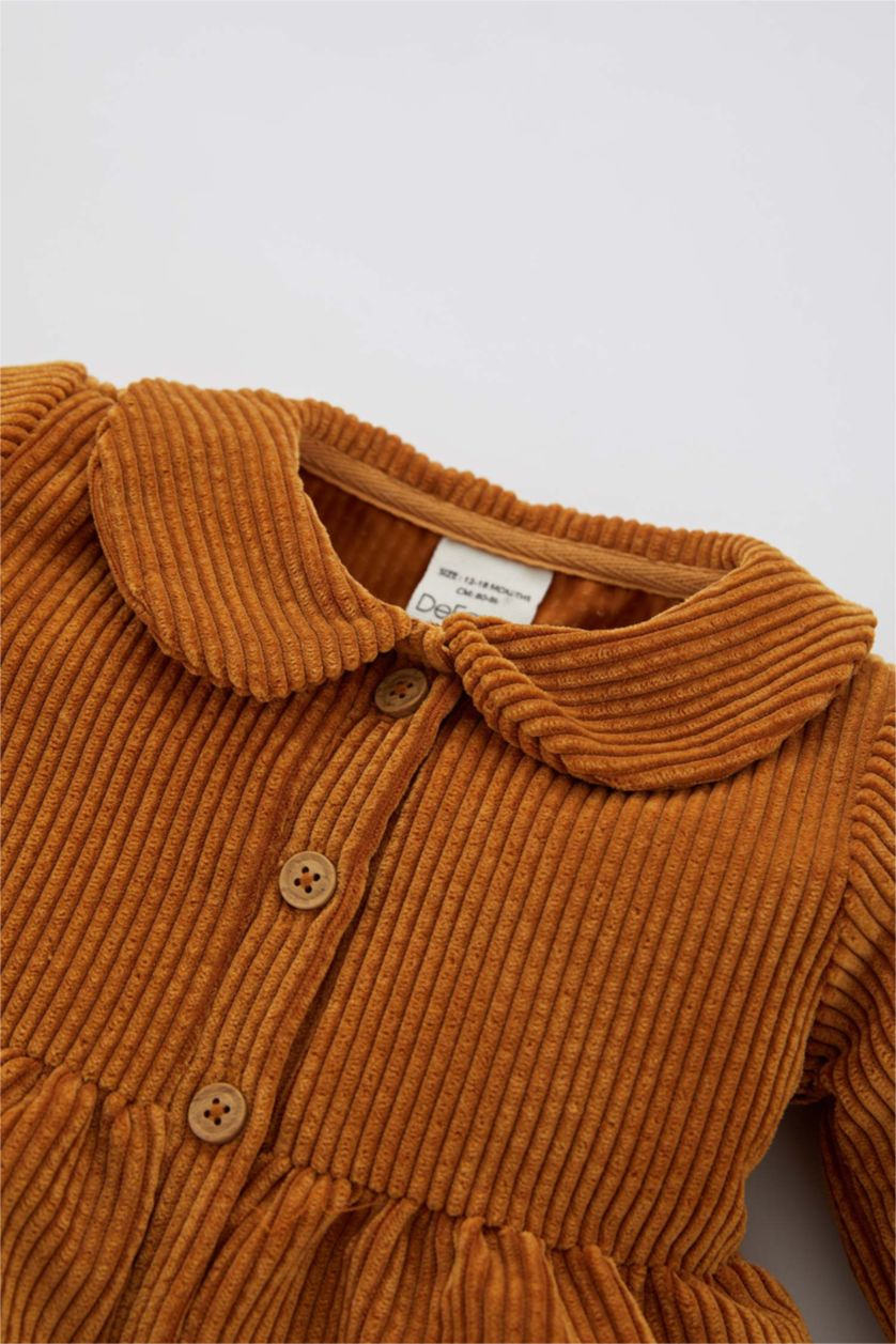 BÉBÉ FILLE Jaune Robe Velours Côtelé Col bébé Manche Longue