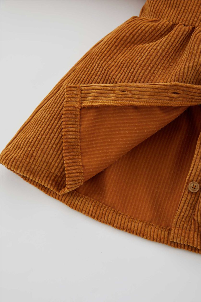 BÉBÉ FILLE Jaune Robe Velours Côtelé Col bébé Manche Longue