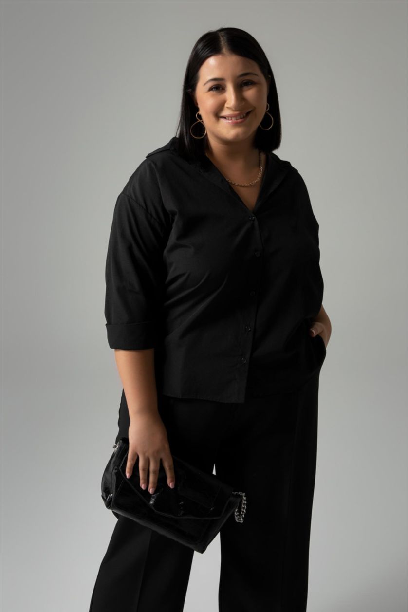 FEMME Noir Chemises à manches longues Popeline Col De Chemise