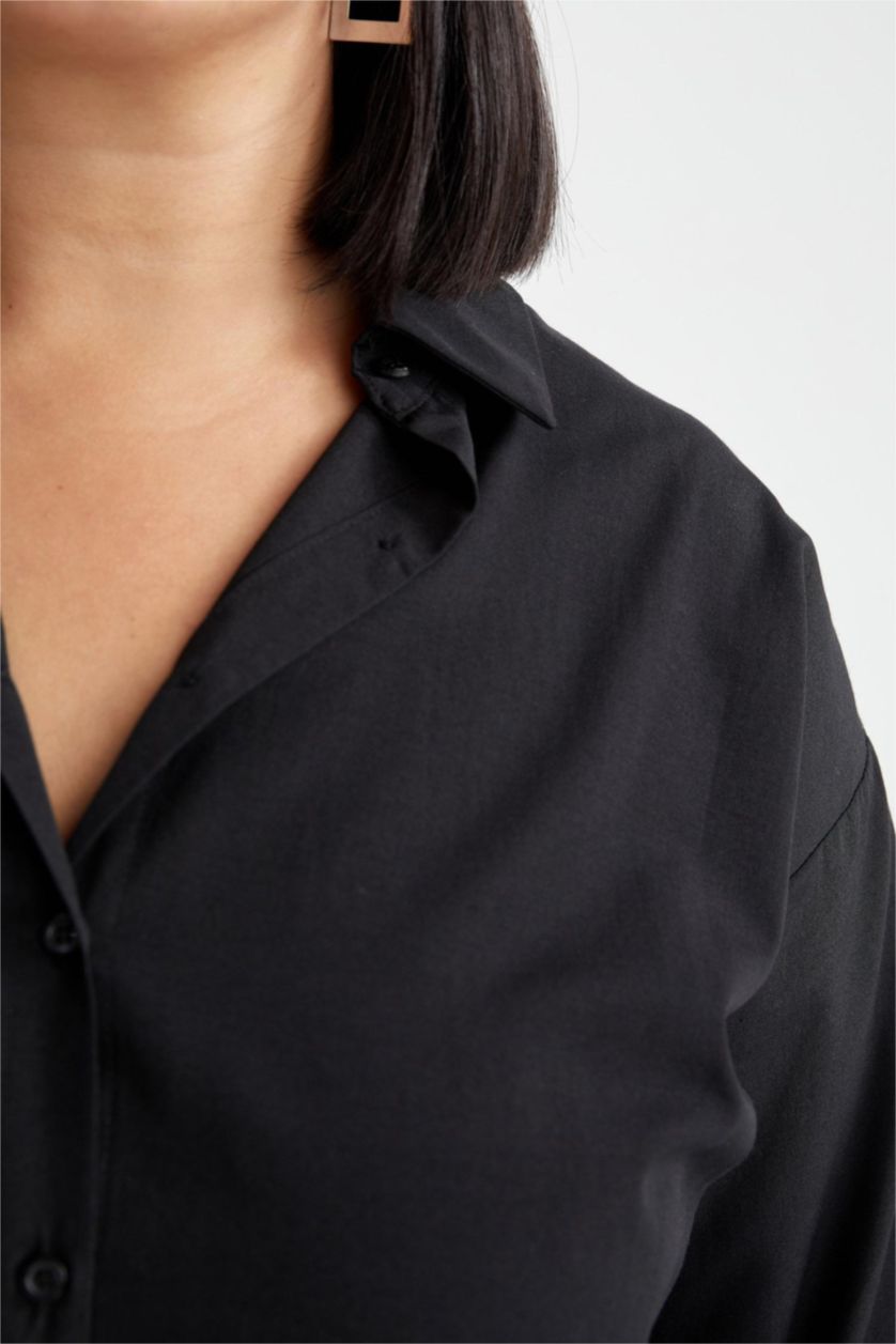 FEMME Noir Chemises à manches longues Popeline Col De Chemise