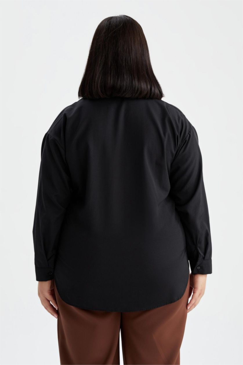 FEMME Noir Chemises à manches longues Popeline Col De Chemise