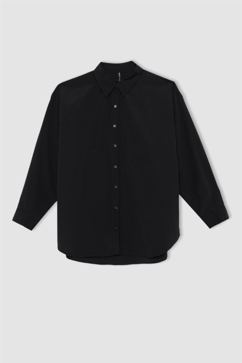 FEMME Noir Chemises à manches longues Popeline Col De Chemise