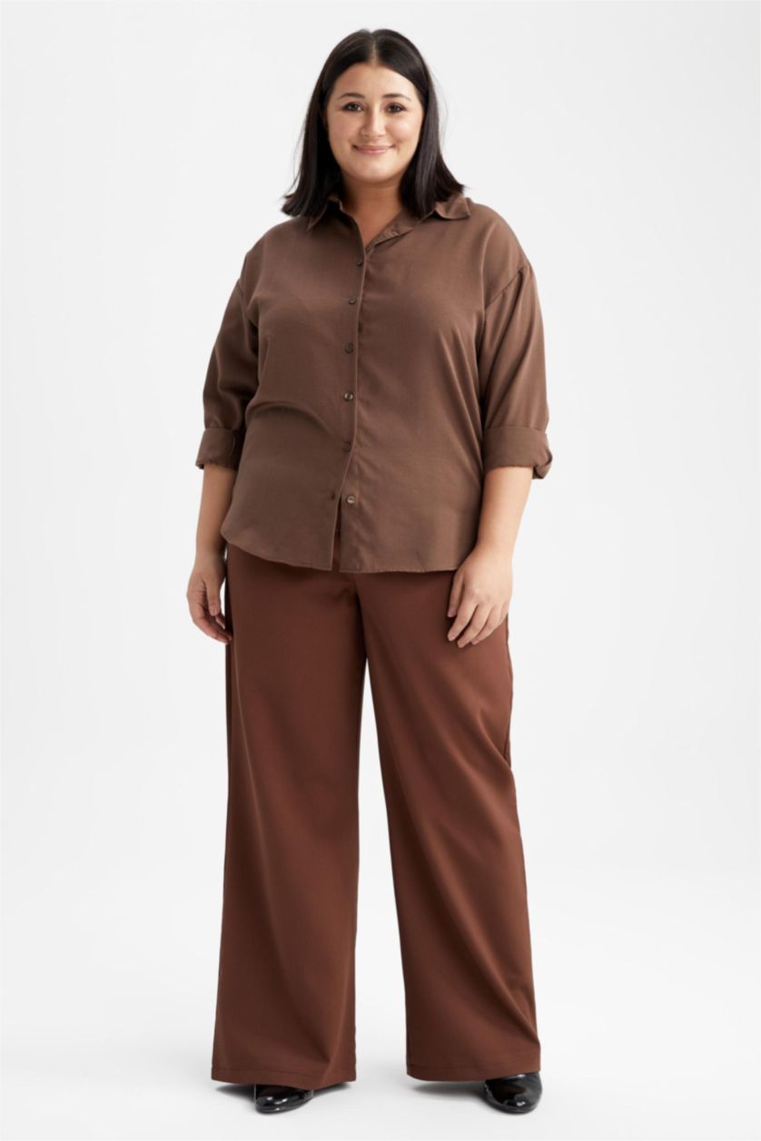 FEMME Marron Chemises à manches longues Popeline Col De Chemise