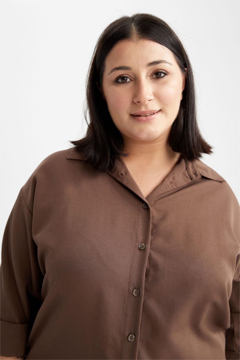 FEMME Marron Chemises à manches longues Popeline Col De Chemise