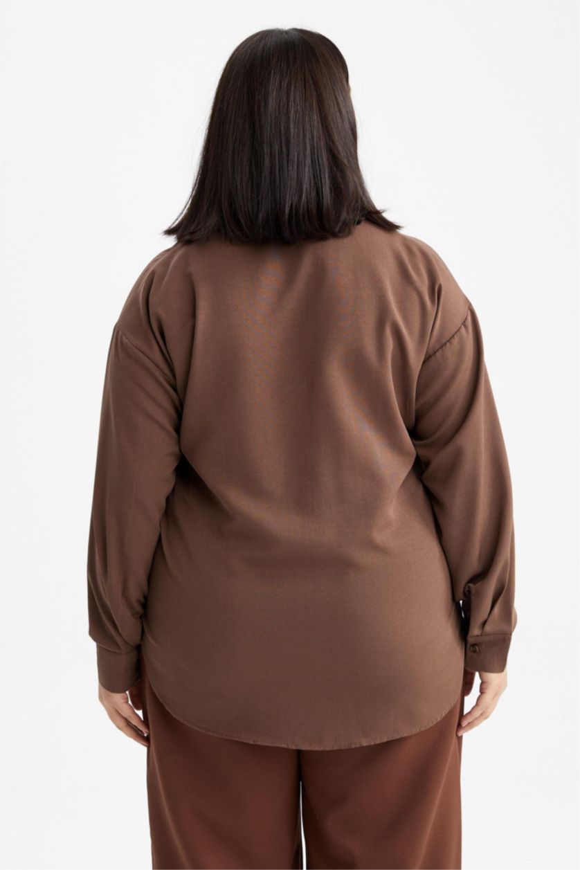 FEMME Marron Chemises à manches longues Popeline Col De Chemise