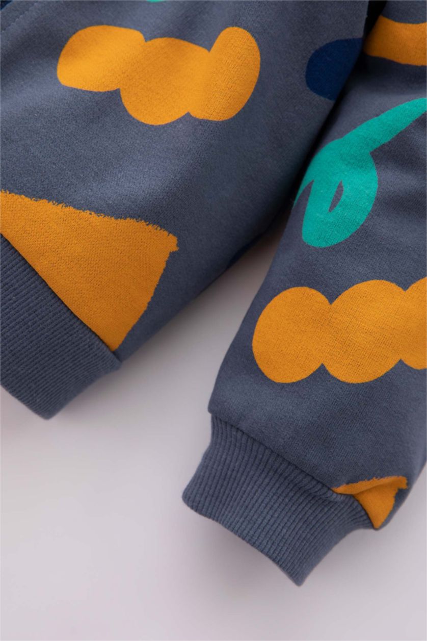 طفل صغير أزرق جاكيت قماش رقيق قصة عادية بغطاء للرأس ببطانة ناعمة