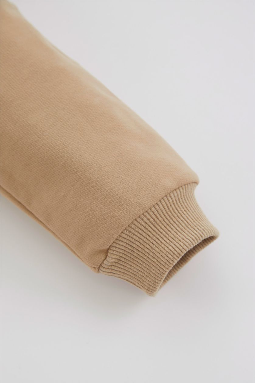 BABY BOY Beige Baby Boy Printed Crew Neck Soft Feathered Sweatshirt