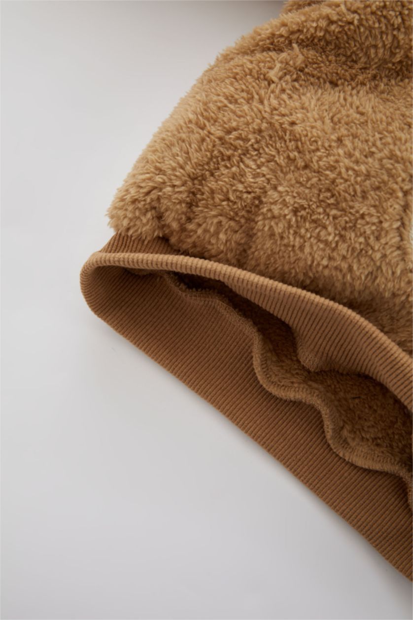 Erkek Bebek Bej Erkek Bebek Desenli Uzun Kollu Pelüş 2'li Takım