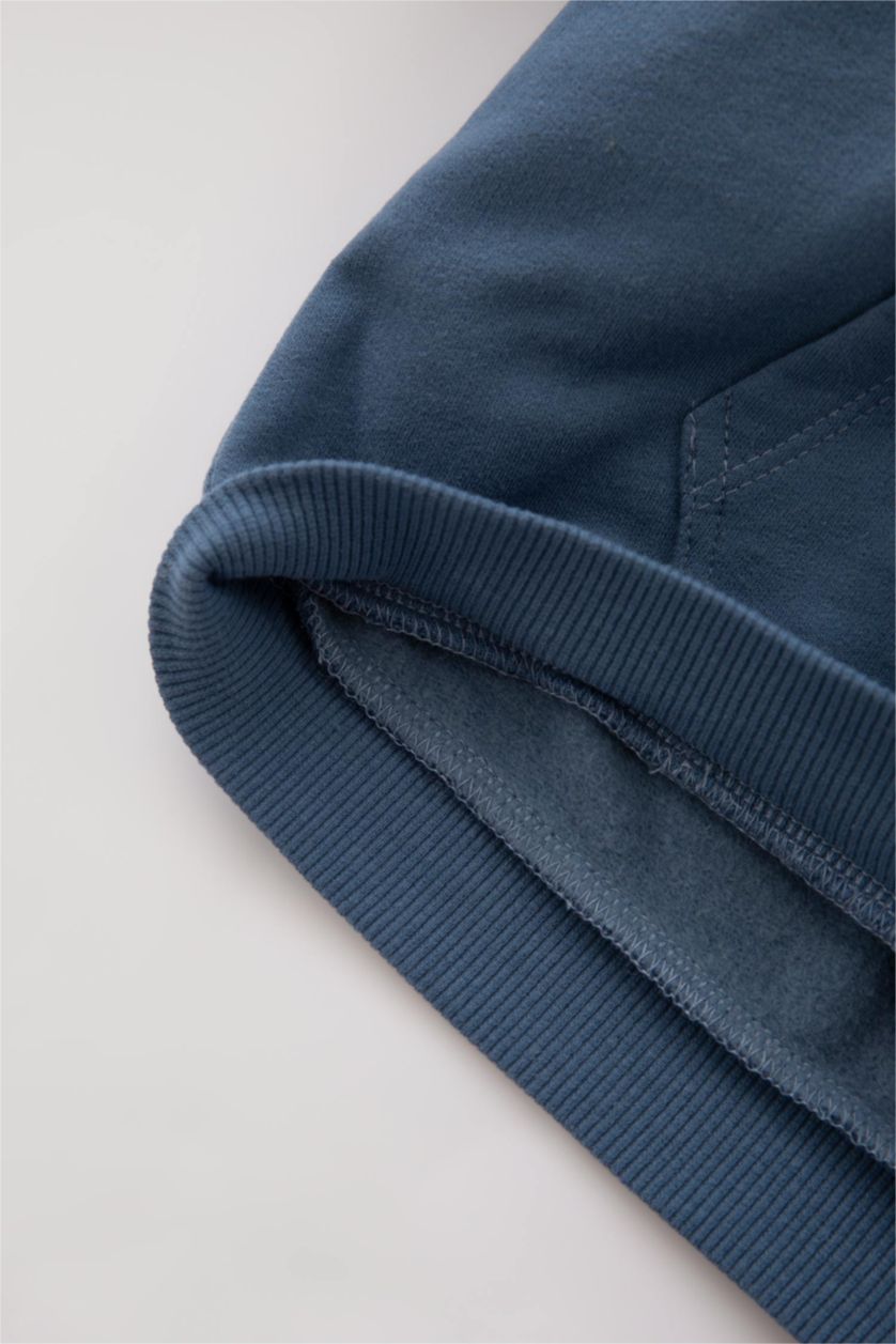 BÉBÉ GARÇON Indigo Ensemble En Tricot Tissu Sweat Fin À capuche Slogan Manche Longue 2 BéBé Garçon