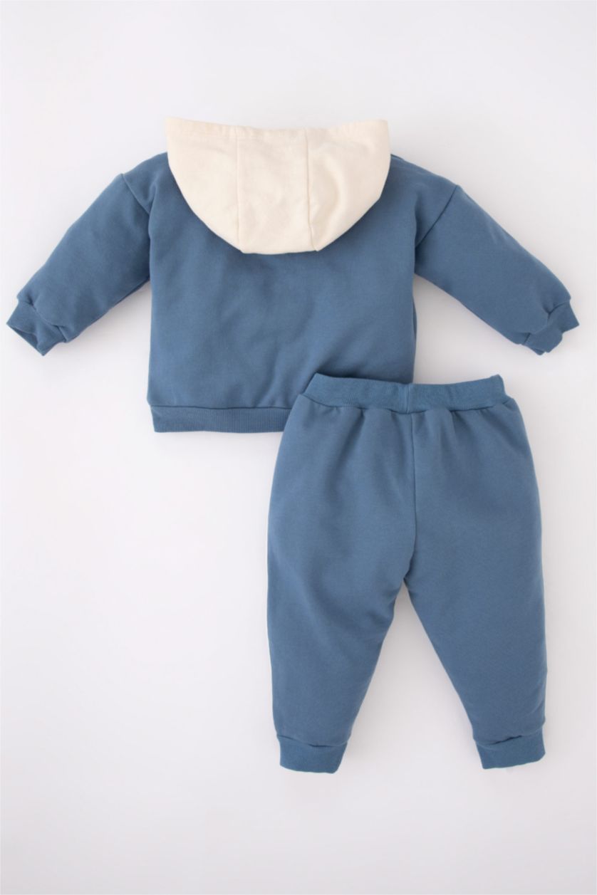 BÉBÉ GARÇON Indigo Ensemble En Tricot Tissu Sweat Fin À capuche Slogan Manche Longue 2 BéBé Garçon