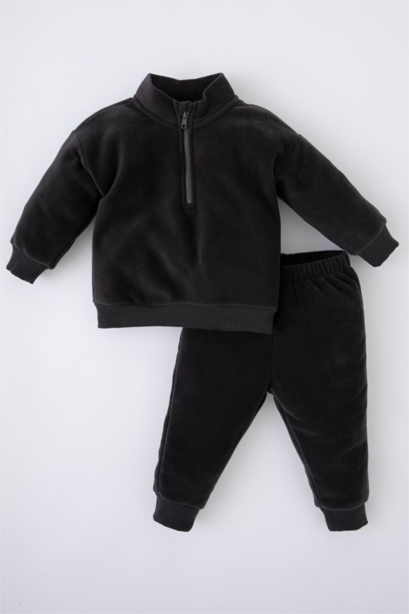 Erkek Bebek Antrasit Erkek Bebek Basic Polar Sweatshirt Eşofman Altı 2'li Takım
