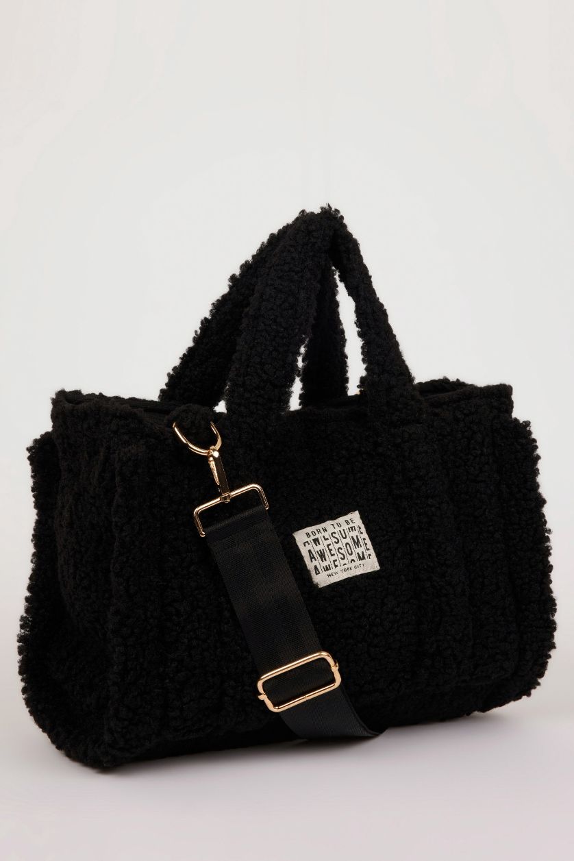 Әйелдерге қара Әйелдерге плюш иық сөмкесі