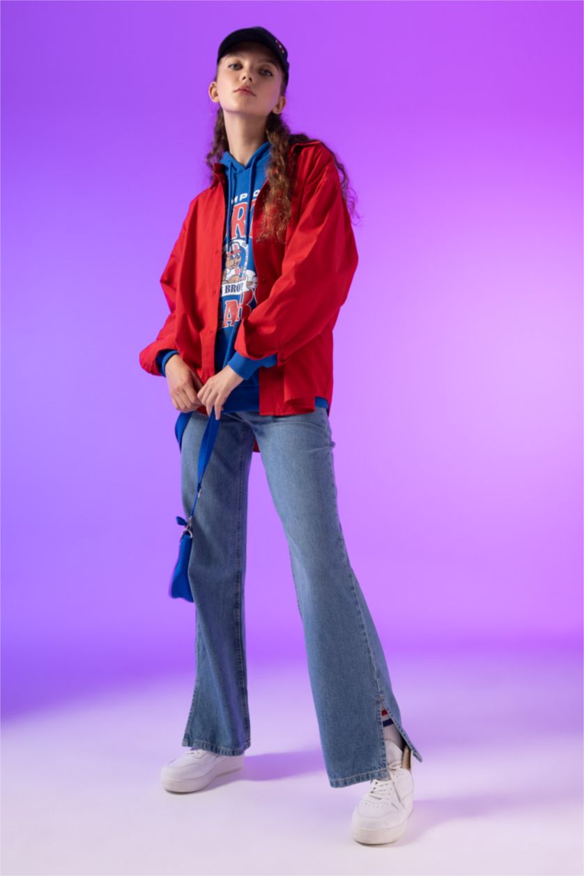 FEMME Rouge Chemises à manches longues Popeline Col De Chemise Une poche