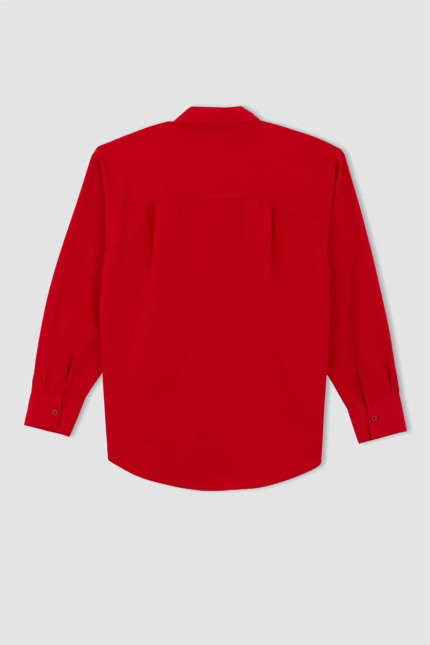 FEMME Rouge Chemises à manches longues Popeline Col De Chemise Une poche