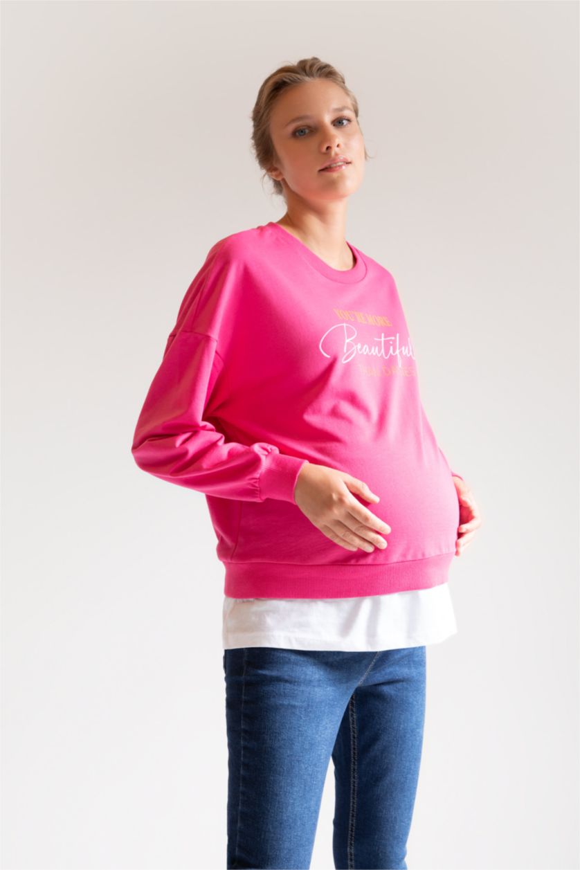 FEMME Rose Hauts À Manches Longues En Tricot Tissu Sweat Fin Coupe Régulière