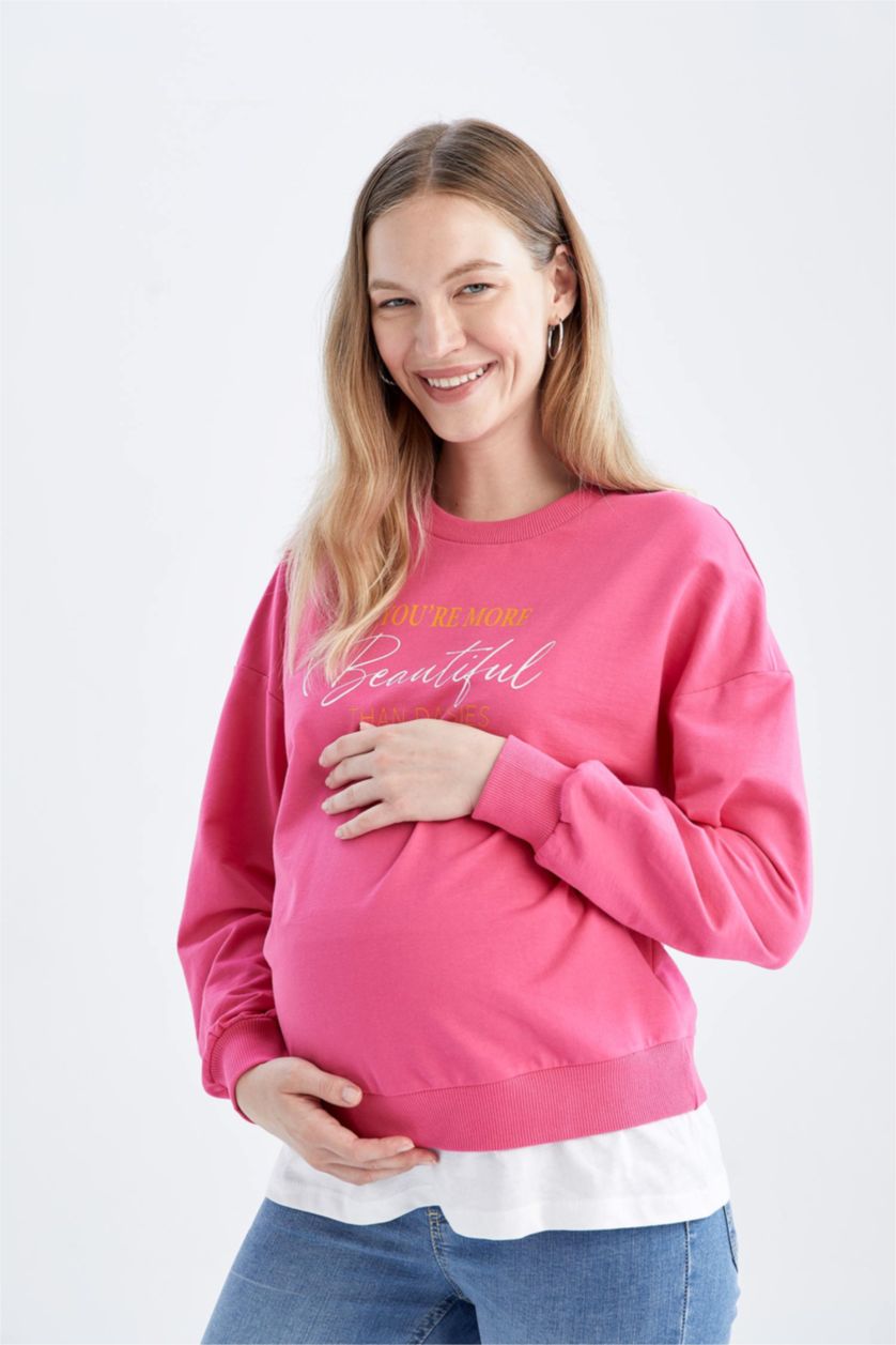 FEMME Rose Hauts À Manches Longues En Tricot Tissu Sweat Fin Coupe Régulière