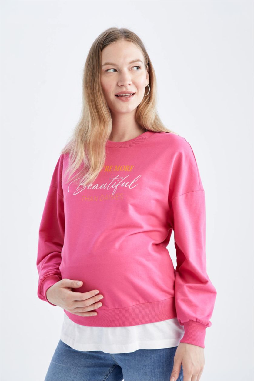 FEMME Rose Hauts À Manches Longues En Tricot Tissu Sweat Fin Coupe Régulière