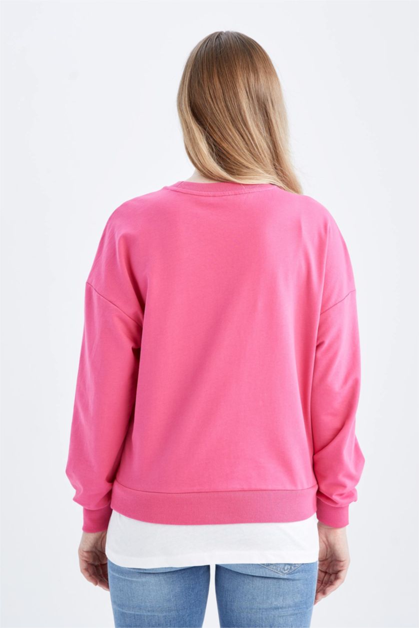 FEMME Rose Hauts À Manches Longues En Tricot Tissu Sweat Fin Coupe Régulière