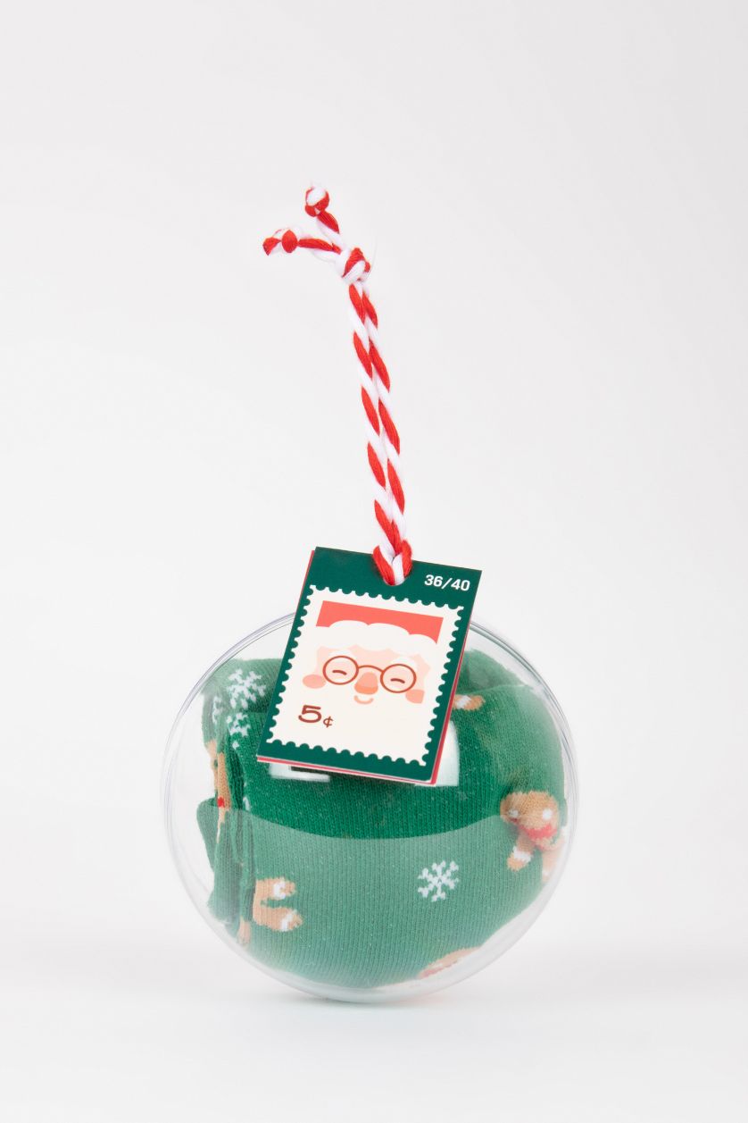 نساء أخضر جوارب طويل قطن بطباعة الكريسمس